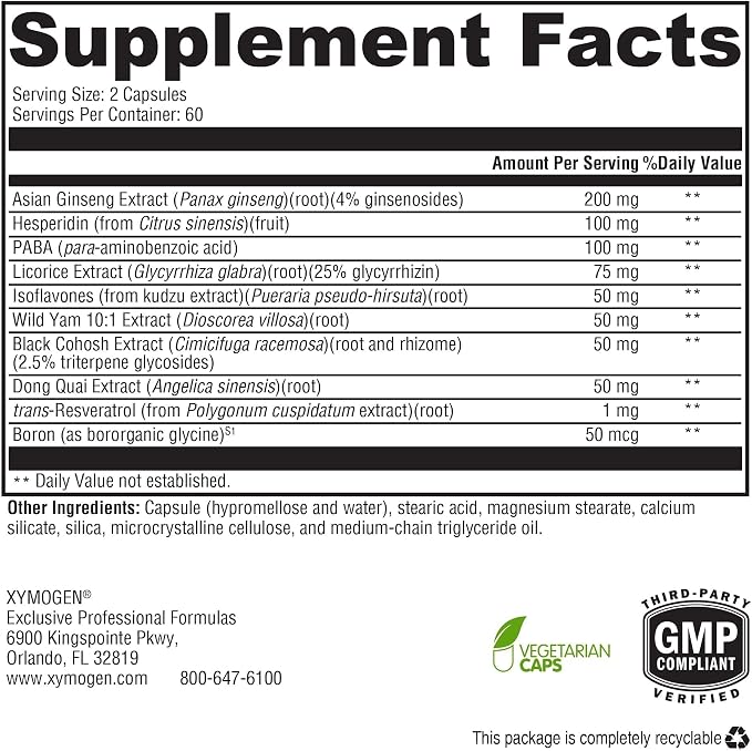 XYMOGEN MedCaps Menopause - Phytoestrogen & Botanical Blend - Hormonal Balance & Menopausal Comfort Support - Vegan, Gluten-Free, & Non-GMO - 120 Capsules
