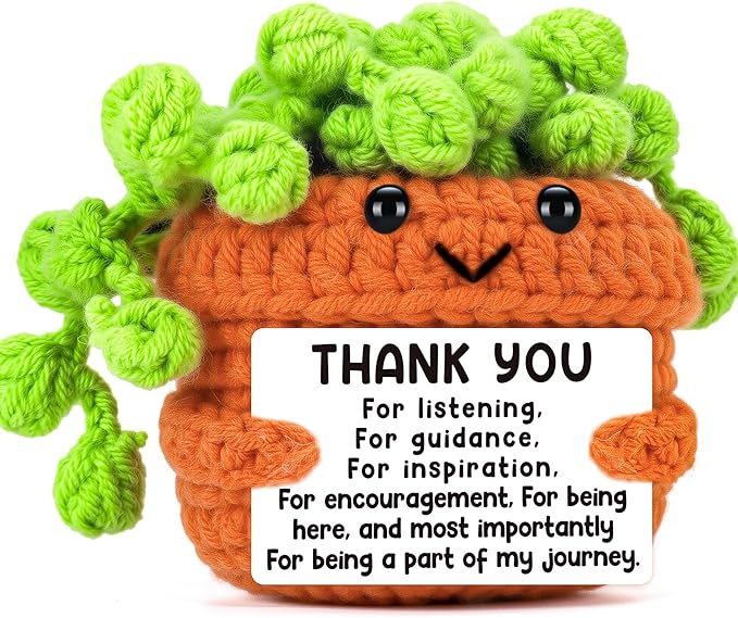 Cute Appreciation Gifts for Women, Thank You Farewell Grateful Gift for Female Friends Teacher Coworkers Boss Lady Mom, Handmade Crochet Thanks Thanksgiving Present for Woman