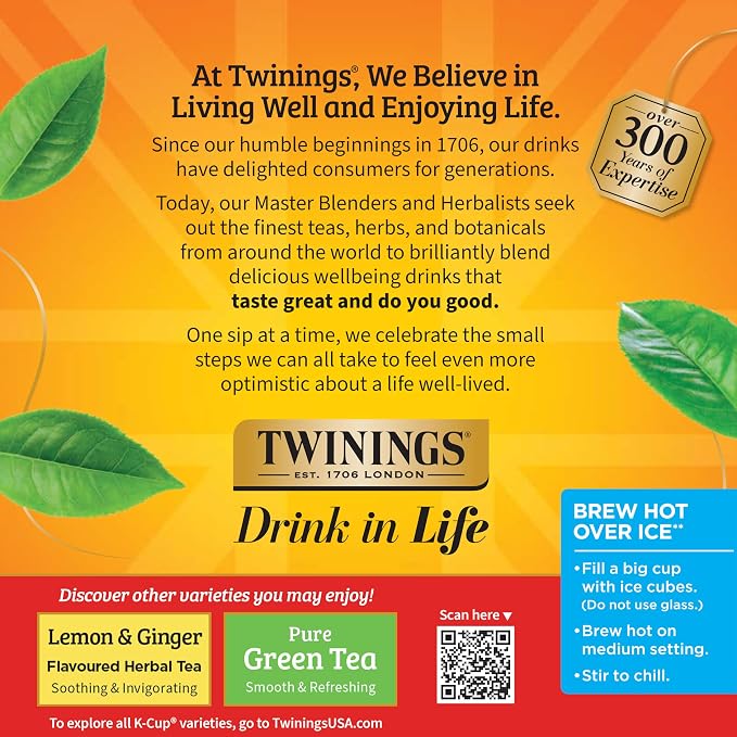 Twinings Decaffeinated English Breakfast Black Tea K-Cup Pods for Keurig, 24 Count (Pack of 1), Smooth, Flavourful, Robust, Enjoy Hot or Iced