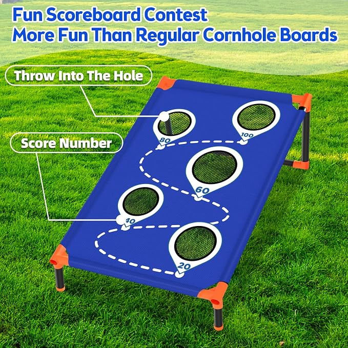 NZQXJXZ Portable Cornhole Board Set with 8 Bean Bags Corn Hole Toss Game Cornhole Games for Indoor and Outdoor Parties, Ideal for Kids, Adults, Camping Travel,Parties,Beach, Yard