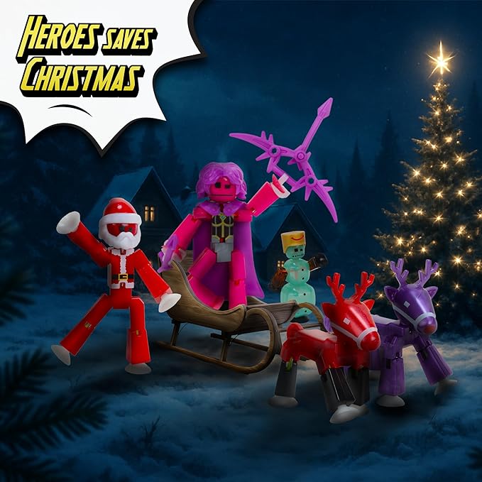 Zing Stikbot Advent Calendar Christmas Countdown Collectable Action Figures. "Hero Save Christmas" Includes Exclusive Stikbots, and Exclusive Collectors’ Items. Create Stop Motion Animation (Stikbot Advent Calendar 2025)