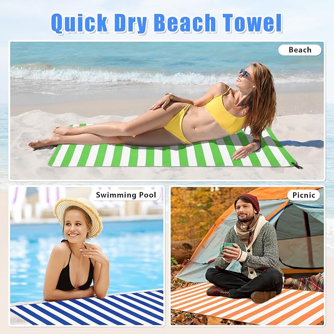 Sfee 2 in 1 Microfiber Oversized Beach Towel, Quick Dry Towel Travel Towel Camping Towel Super Absorbent Compact Lightweight Sports Gym Towels for Beach,Gym, Hiking, Pool, Backpacking, Bath, Yoga