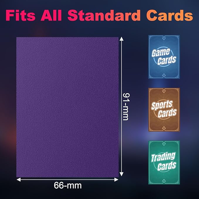200 Pack Card Sleeves, Matte Dual Trading Card Sleeves with Opaque Back & Smooth Shuffle, Tear Resistant Card Protectors for MTG, TCG and Game Cards (Metallic Purple)