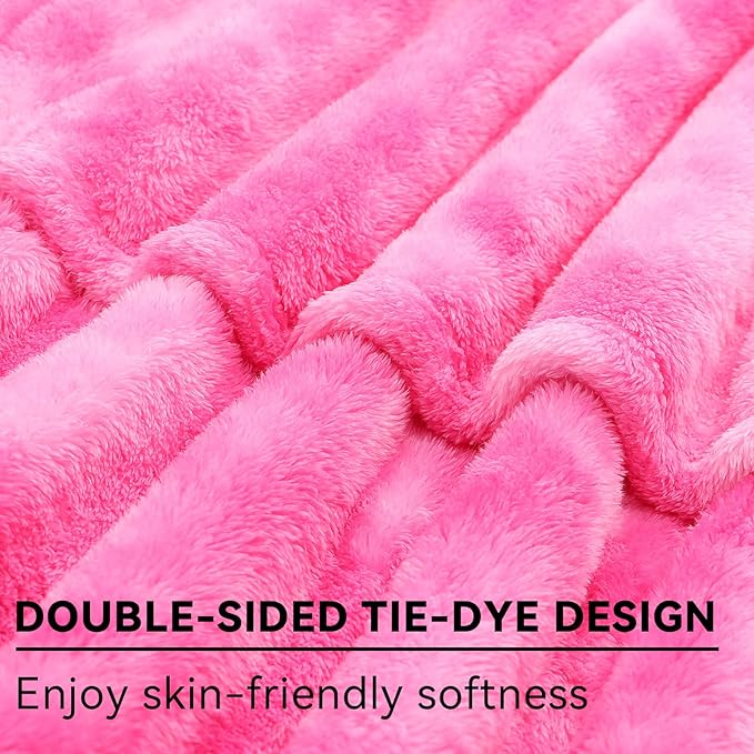 Pink Fleece Throw Blanket, Plush Soft Flannel Blanket for Sofa Couch Bed, Warm Cozy Blanket for Living Room Bedroom, Decorative Luxury Throw, Gifts for Women, Birthday Gifts for Wife Mom Girlfriend
