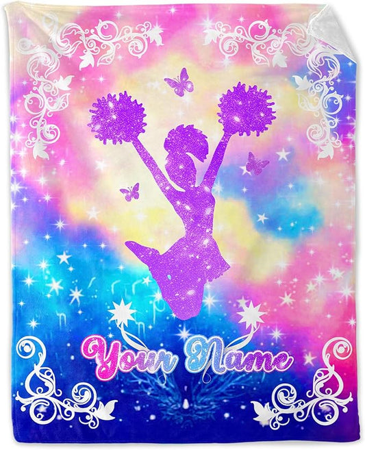 Personalized Cheer Stuff Blanket - 30 x 40 Inches Lap Size Soft Plush Cheer Gifts for Girls - Cheerleader Throw Blankets for Couch for Kids