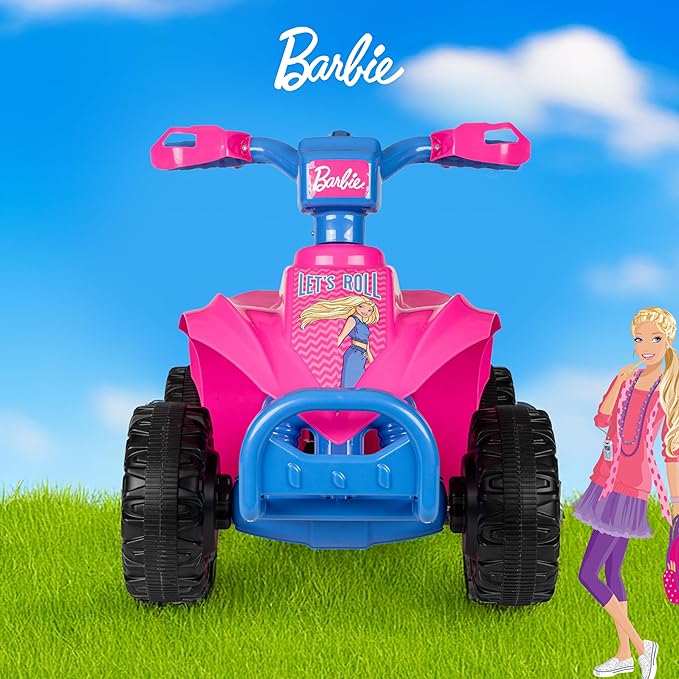 Barbie - 6V ATV Quad for Kids, Powerful and Safe Ride-On Toy with Rechargeable Battery, Forward and Reverse Driving, Max Weight Capacity of 55 LBS, Ages 2-3 Years
