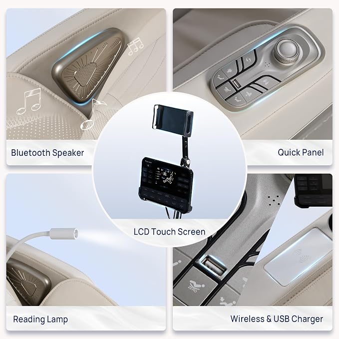 VAT Massage Chair Full Body VibroAcoustic Sonic Wave, SL-Track Zero Gravity Recliner with 25 Auto Modes, Smart Body Scan, Extendable Footrest, Reading Lamp, White