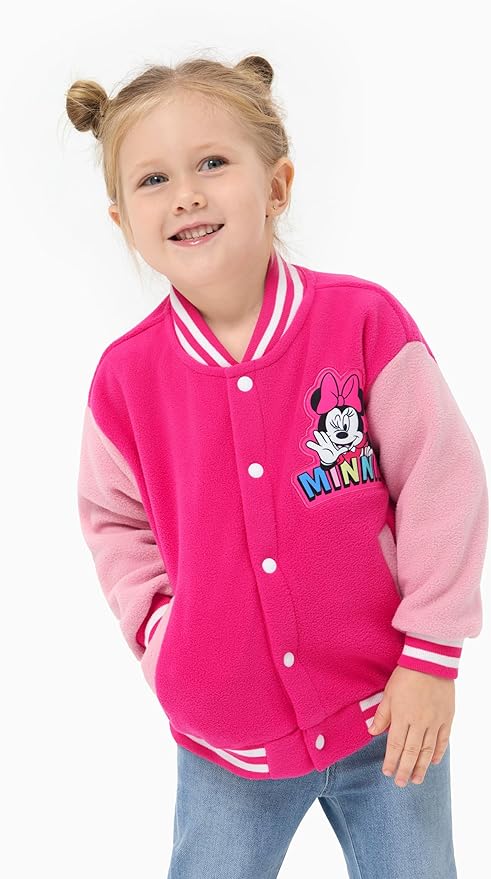 Disney Minnie Mickey Stitch Princess Frozen Marvel Jacket Lightweight Coat Button up Color Block Sweatshirt Sizes 2-14 Years