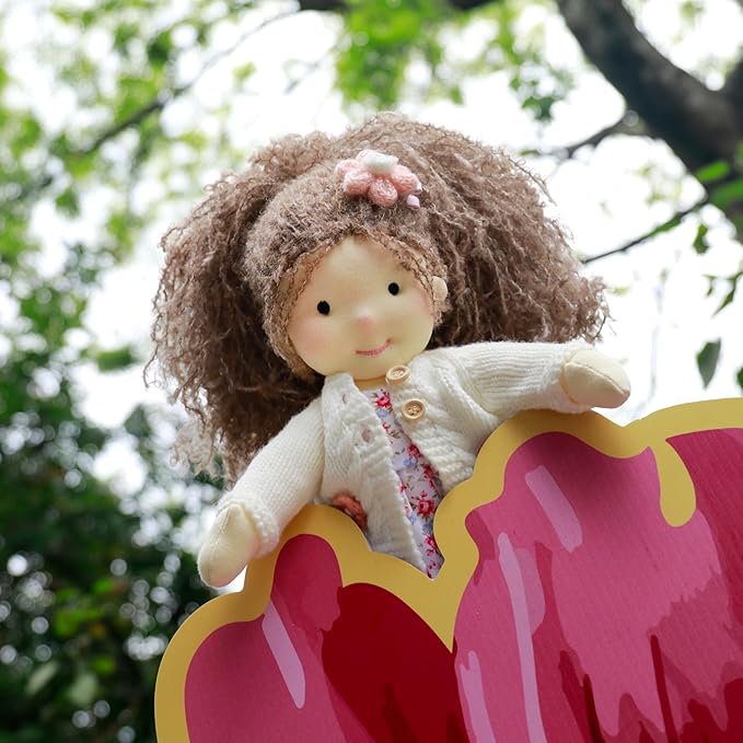Handmade Waldorf Girl Rag Doll - Amber, 12" Soft Plush, Ideal First Doll for Babies & Toddlers