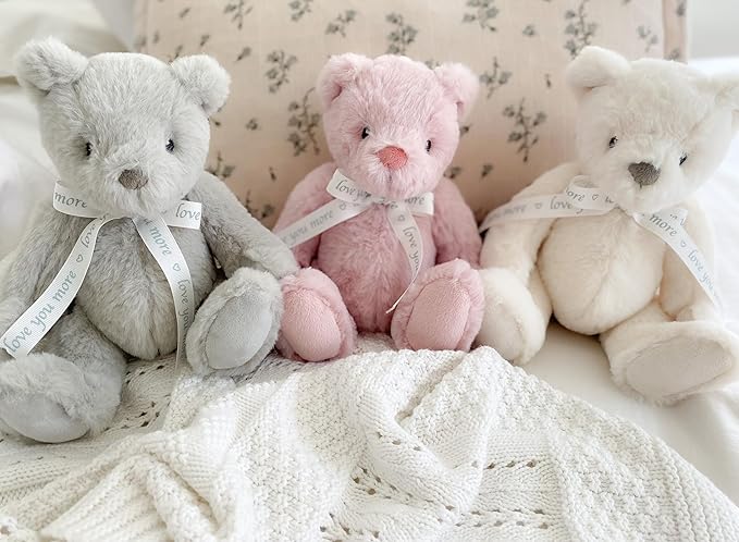 MON AMI ‘Love U’ Gray Teddy Bear Stuffed Animal – 10’’, Teddy Bear Plush for Baby Shower, Cute Plushies for Kids of All Ages
