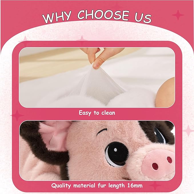 25" 5 lbs Weighted Stuffed Animals Pig :Big Large Weighted Plush Animal,Cute Plushie Pillow Toys, Ultra-Soft Washable Weighted Plush Pillowfort Gifts for Adults Kids Girls Boys Women