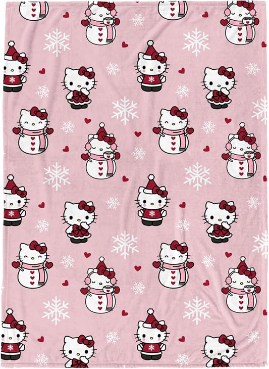 Jay Franco Christmas Plush Throw Blanket – 50x70 Inches Soft & Cozy Fleece Throw for Holiday Bedroom & Couch Décor, Official Licensed Product, Pink - Hello Kitty