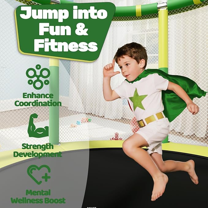 ZCMHAXJ 55" Trampoline for Kids, 440lbs Capacity Indoor & Outdoor Toddler Trampoline, Gifts for Boys & Girls