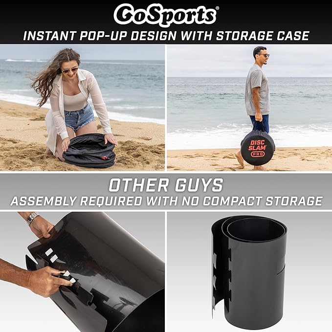 GoSports Collapsible Portable Disc Slam Game for Teens & Adults - 4-Player Team Game for Beach Party, Campsite, Family Cookout and Picnic - Classic or PRO