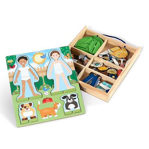 Melissa & Doug Occupations Magnetic Dress-Up Wooden Dolls Pretend Play Set (82 pcs) Pretend Play & Preschool Toys for Kids Ages 3+
