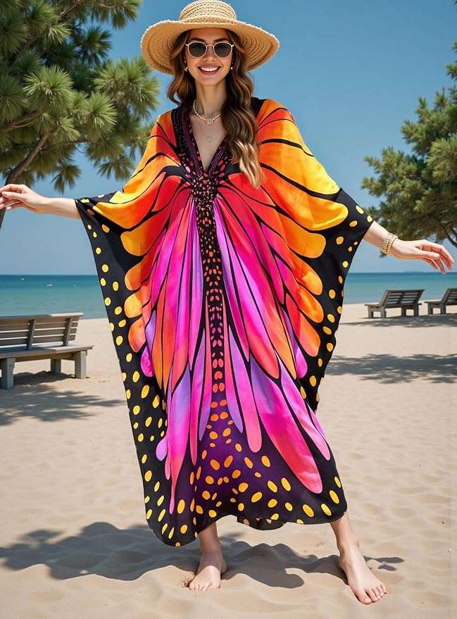 Mumu Dresses for Women Plus Size, Bohemian Kaftan Beach Cover Up Long Maxi Nightgown Soft Loungewear