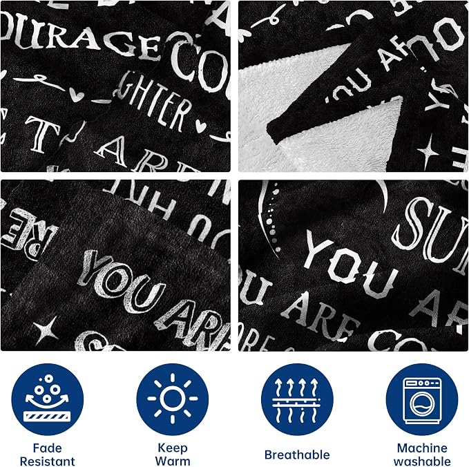 Gifts for Women or Men- Inspirational Get Well Soon Blanket | Thinking of You Gift for Grandpa Dad Brother Friend, Feel Better After Surgery Present for Sick Men, 80'' x 60''