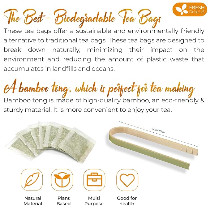 FreshDrinkUS, Premium 55 Calendula Tea Bags, 100% Natural and Pure Calendula Flowers, Eco-conscious Tea Bags. Herbal Tea. No Sugar, No Caffeine, No Gluten, Vegan.