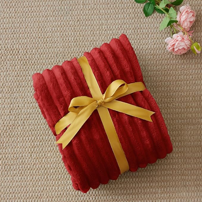 BEDELITE Ribbed Twin Blanket for Couch & Bed, Burgundy, 60"x80" | Ultra-Soft Plush Fleece, Cozy, Warm Yet Lightweight, Ribbed Texture, Home Decor, Machine Washable, Giftable, All-Season Use