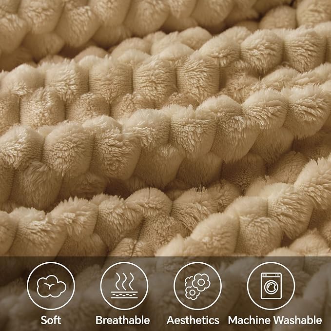 BEDELITE Camel Throw Blanket for Couch, Soft Cozy Gifts for Women, 50 * 60 | 3D Jacquard Decorative Fleece Blanket, Super Soft Plush Throws, Cute Birthday Gift for Women & Men, Suitable for All Seasons
