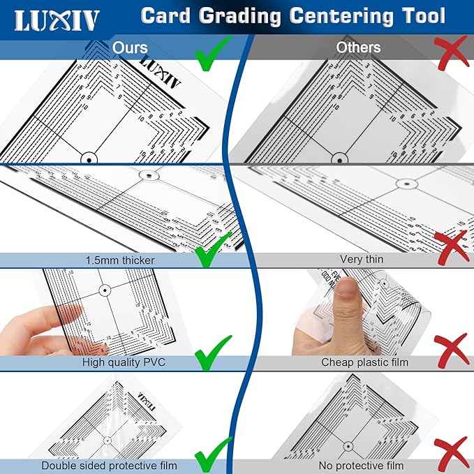 Luxiv Card Grading Centering Tool Kit, Card Center Tool with 30X Magnifying Implement, 2 Pcs Clean Cloth, Centering Guide Center Equipment (Right Angle)