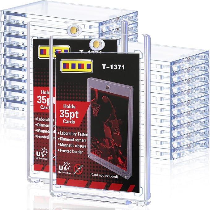 20ct Magnetic Card Holders for Trading, 35pt Hard Cards Sleeves Case, One Touch Card Holder Fit for MTG，Sports, Baseball, Game, Toploaders, Standard Cards Display