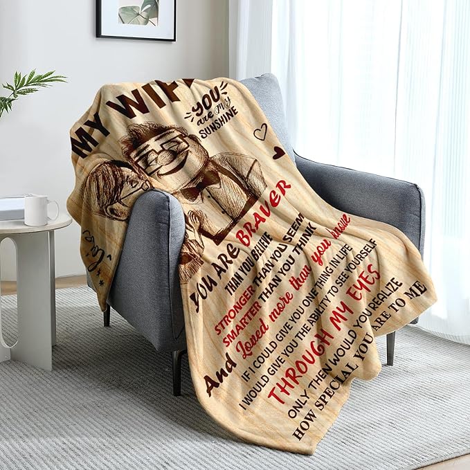 Anniversary Romantic Gifts for Women, To My Wife Blanket from Husband | Birthday Gifts for Wife - I Love You Gift for Her - Christmas Valentines Mothers Day Gift Ideas - Wife Blanket 50"x60"