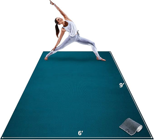 Gorilla Mats Extra Large Yoga Mat – 9'x6', 12'x6', 15'x6' (8mm) Extra Thick Wide Non-Slip Exercise Mat for Home Gym Flooring – Ultra Comfortable Workout Floor Mat for Barefoot Fitness & Stretching