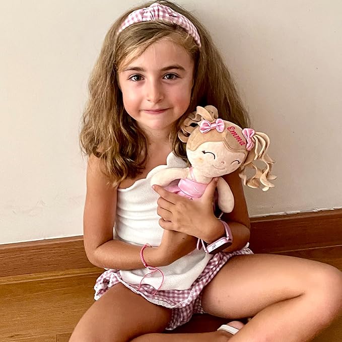 Gloveleya Personalized Ballerina Doll with Custom Name – 13 Inch Pink Plush Baby Girl Gift, Soft Ballet Girl Stuffed Toy for Birthday, Christmas, Baby Shower, Holiday & Keepsake Present