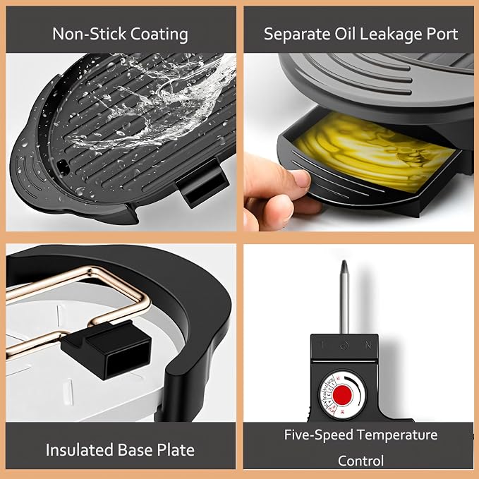 Electric Hot Pot Grill Combo 1500W Black | 2-in-1 Korean BBQ Shabu Shabu Cooker with Yin-Yang Divider, Large Capacity Separate Temp Control for Family Gatherings Indoor