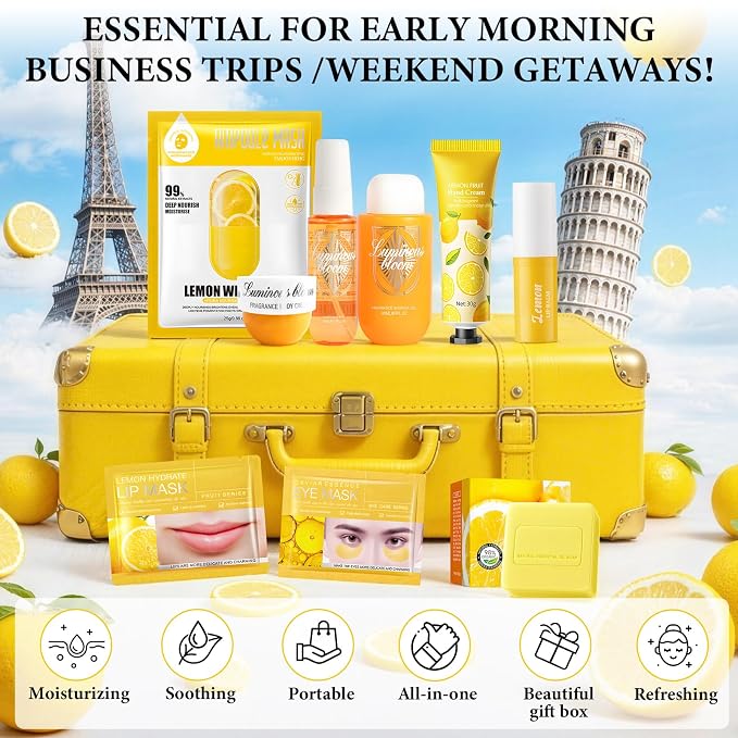 12 Pcs Self Care Kit, Complete Travel Skincare Set for Women Hydration | Includes Body Lotion, Hand Cream, Lip Balm, Eye Mask, Face Mask, Soap, Shower Gel Fragrance Spray, Birthdays Bridal Showers