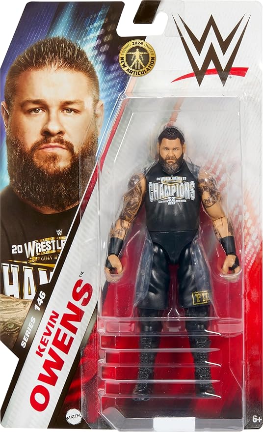 Mattel WWE Action Figure, Series #146 Kevin Owens 6-inch Collectible with 10 Articulation Points & Life-Like Look