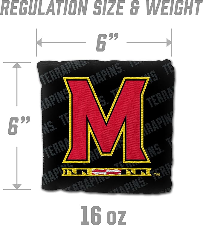 YouTheFan Officially-Licensed NCAA Set of 4 Cornhole Bags - All Weather Regulation 6” x 6” Size - 16oz Weight - Designed in USA