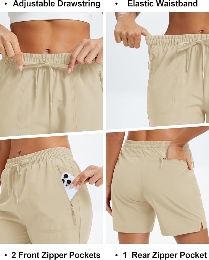MAGCOMSEN Women's 5" Hiking Shorts UPF 50+ Quick Dry Lightweight Athletic Running Golf Summer Casual Shorts with Pockets