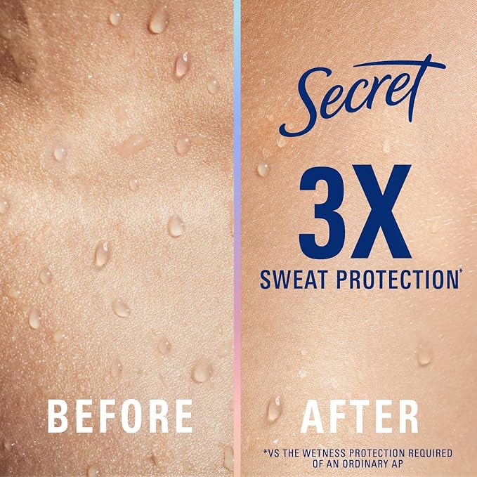 Secret Clinical Strength 100HR Sweat & Odor, Clear Gel Antiperspirant Deodorant for Women, 3X Stress Protection with Hyaluronic Acid, PH Balancing Minerals, Completely Clean Scent, 2.6 oz