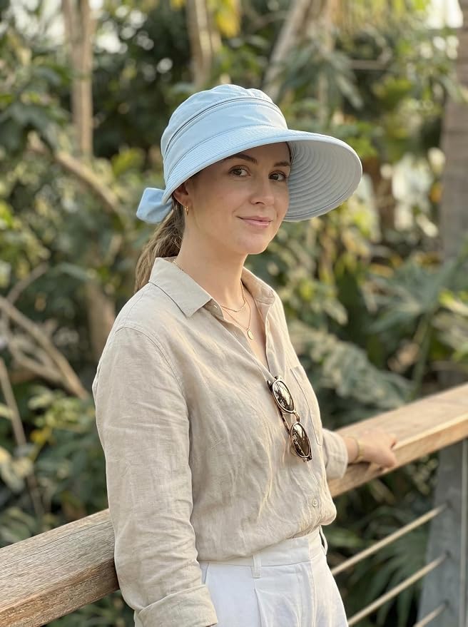2-in-1 Women’s Sun Visor Sun Hat Zipper Off Ponytail Friendly, Lightweight Quick Dry, Summer UV Protection