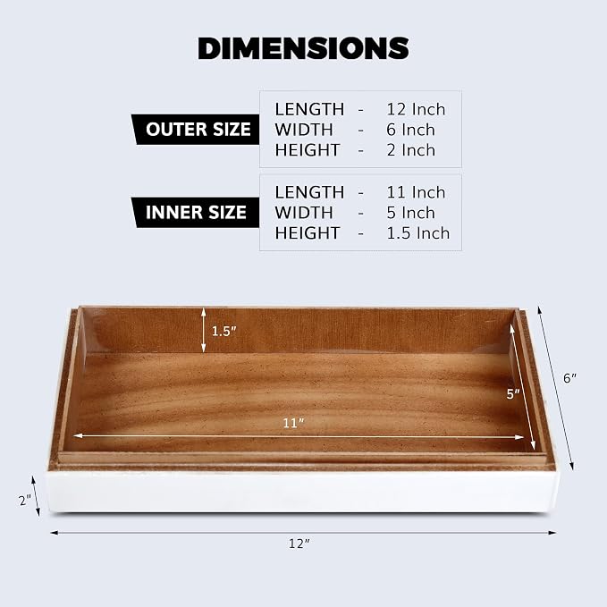 Handicrafts Home Black and White Decorative Storage Box with Lid–Large Coffee Table Storage Box, Handmade Resin Inlay Wooden Box, Remote Control Organizer, Keepsake Box, Home Decor Storage Box-12x6x2