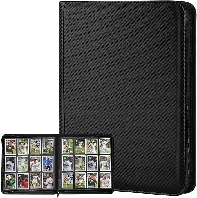Trading Card Binder 12 Pocket, GERMUN PU Cover Card Binder for 720 Cards, Premium Trading Card Holder Folders, Double Sided Pocket Card Album for MTG, TCG (Carbon Black)