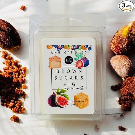 3 PACK Brown Sugar and Fig Wax Melt Made In USA Fragrance Melts Tarts Luxury Premium Soy 3 2.4 ox Clean Ingredients Essential Oils Hand Poured Cubes Long Lasting Strong Scent