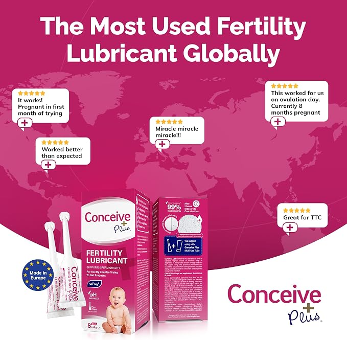 CONCEIVE PLUS Fertility Lubricant for Couples Trying to Conceive Naturally | Water-Based Lube and Lube Support for Intimacy | Water Based Lubrification for Women pH Balance | 8 Pre-Filled Applicators