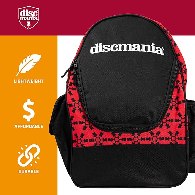 Discmania Fanatic Go Disc Golf Backpack | 18 Capacity + Top Pocket for 2 Putters | Lightweight, Durable Disc Golf Bag | Tall Side Pocket, Bottle Holder | Padded Straps & Water-Resistant Shell