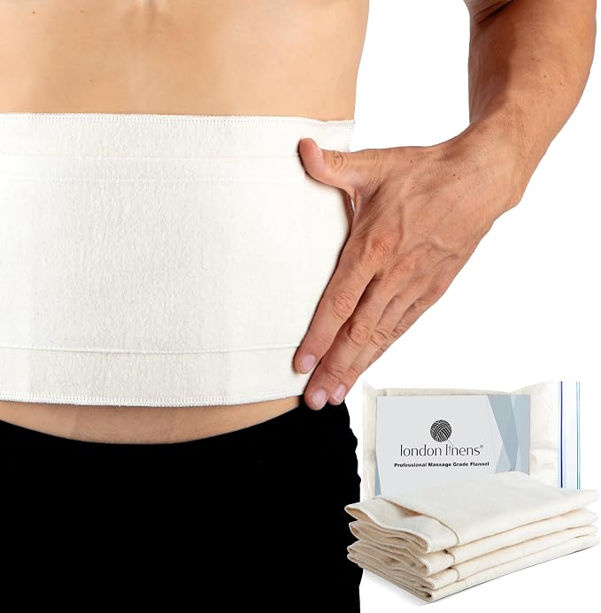 100% Natural Cotton Flannel 4 Pieces Castor Oil Pack wrap for Liver Detox. Unbleached Super Soft Double Brushed All Cotton Flannel, 3 Superior Layers with Added Front Pocket for hot/Cold Pack.