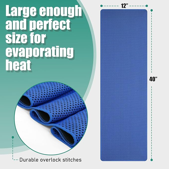 40"*12" Cooling Towels 6 PCS, Cool Towels Sports Cooling Rags for Neck and Face, Sweat Neck Cooling Towel for Hot Weather, Chilly Towels for Athletes, Yoga, Gym, Golf