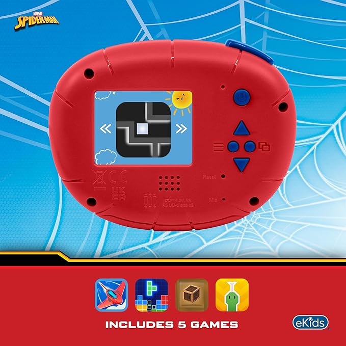 ekids Spiderman Kids Camera with SD Card, Digital Camera for Kids with Video Recording, Built-in Digital Stickers for Fans of Spiderman Gifts
