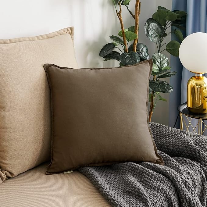 Jeanerlor 20"x20" Pillowcase Green Cousion Cover Decor Cotton Linen with Unique Design to Embellish Garden/Office/Chair/Bed/Couch,(50 x 50cm), Khaki