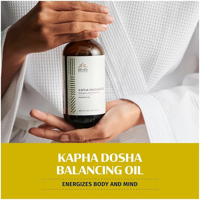 Kerala Ayurveda Nourishing Herbal Body Massage Oil | Tamarind Leaf and Ginger extracts rich Revitalizing Oil | Ideal for Balancing Kapha Dosha | Kapha Massage (Dharani) - 6.8 Fl Oz