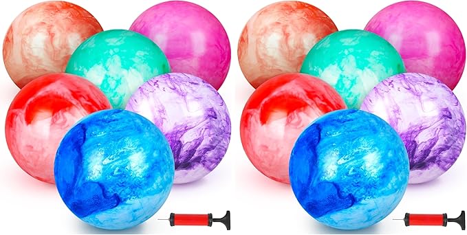 FUTUREPLUSX 6PCS Inflatable Playground Balls, 8.7 Inches Kickball Dodge Ball with Pump, for Kids Indoor and Outdoor Play, Party Favors