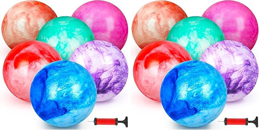 FUTUREPLUSX 6PCS Inflatable Playground Balls, 8.7 Inches Kickball Dodge Ball with Pump, for Kids Indoor and Outdoor Play, Party Favors