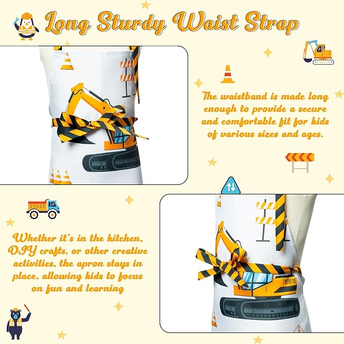 R HORSE Kid Apron and Chef Hat Set- 2Pcs Adjustable Vehicle Children Kitchen Apron Dress up Role Play Chef Toy Kid Funny Cooking Birthday Gift for Kids Cooking Baking Painting and Training