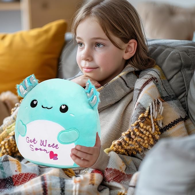 Easfan Get Well Soon Axolotl Plush Pillow Soft Cute Salamander Plush EEL Better for Women Men Get Well Soon Gifts for Kids Patient